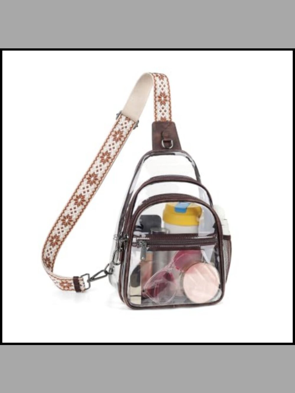 Clear Crossbody Sling Bag PVC Stadium Approved Anti-Theft Transparent Purse